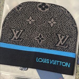 Louis Vuitton Monogram Black and Blue Beanie